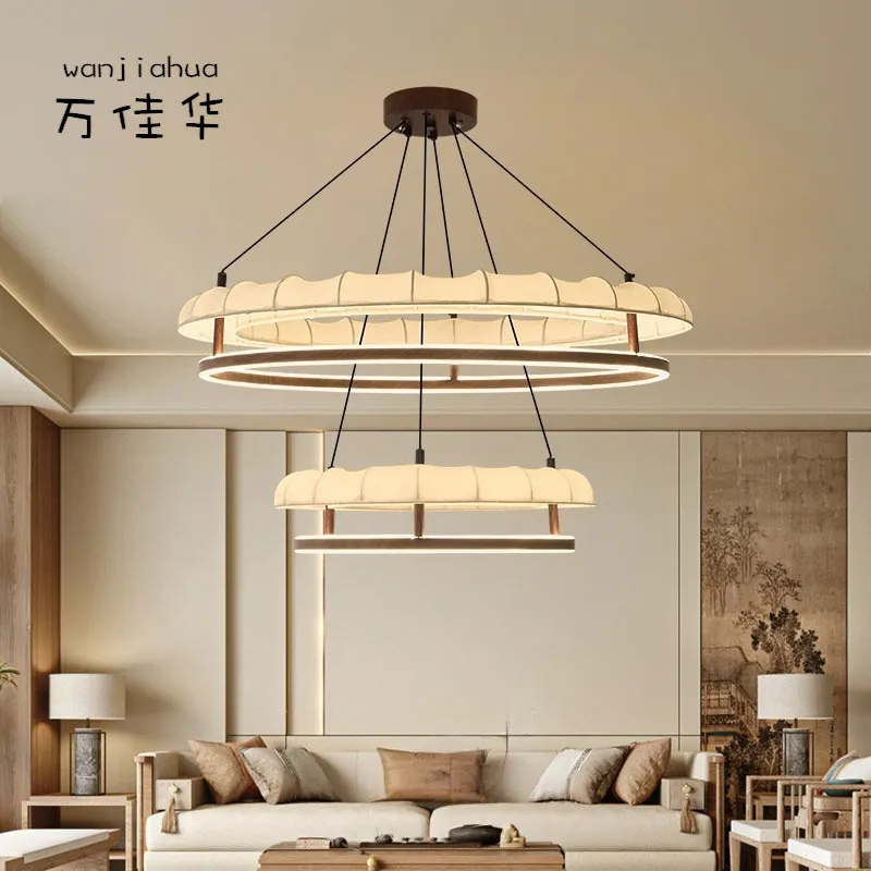 宋代美学布艺印花客厅大厅吊灯挑空跃层家用餐厅包厢卧室禅意灯具,家装灯饰光源,智能吊灯,淘宝优惠券,粉丝福利购,淘宝优惠卷