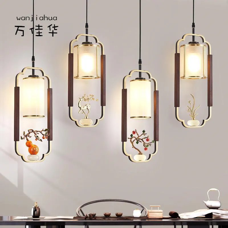 新款灯饰新中式全铜小吊灯中国风禅意客厅背景墙实木卧室床头吊灯,家装灯饰光源,智能吊灯,淘宝优惠券,粉丝福利购,淘宝优惠卷