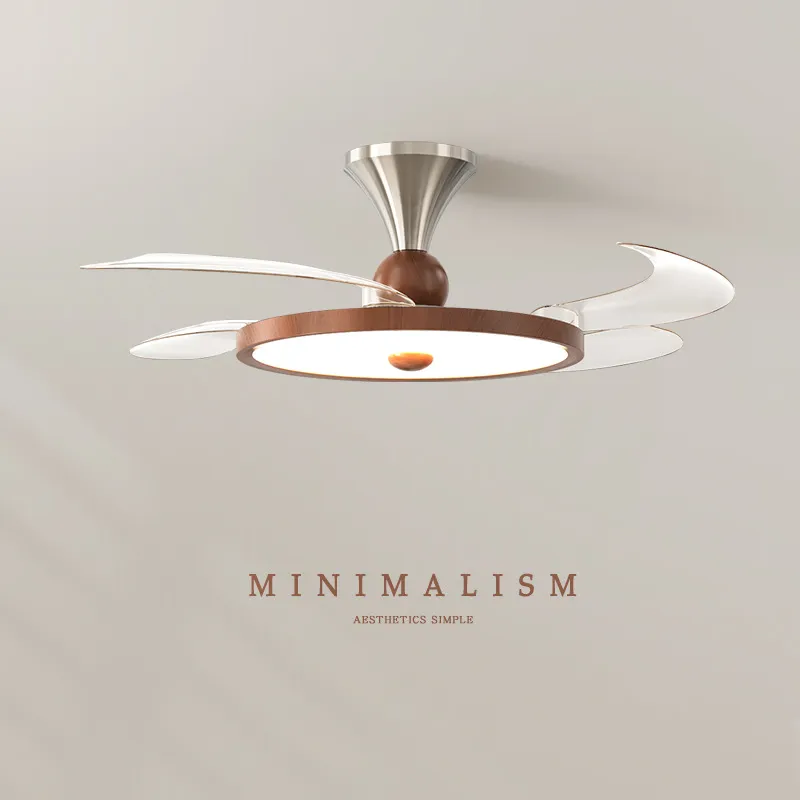 中古风卧室风扇灯超静音主卧室护眼隐形吊扇灯胡桃木色餐厅一体灯,家装灯饰光源,风扇灯,淘宝优惠券,粉丝福利购,淘宝优惠卷