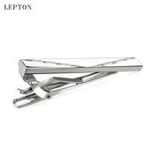 新款 领夹定制礼盒装 商务领带夹男士 简约领夹银色金属职业正装