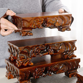 佛像香炉长方形增高实木底座奇石头花盆栽底托金蟾财神关公木托架