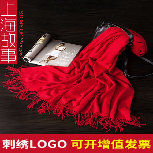 上海故事秋冬季大红色女年会围巾