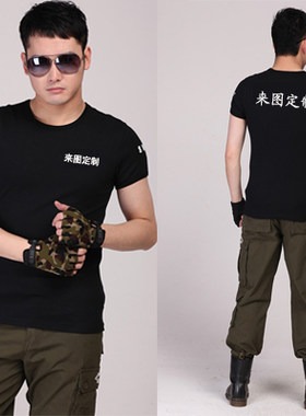 黑色纯棉圆领作训T恤短袖男特种兵t恤体能服战术背心体恤军迷