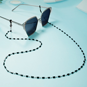 黑水晶眼镜链挂脖女耳机墨镜口罩明星款 不褪色DIY金色挂链防掉