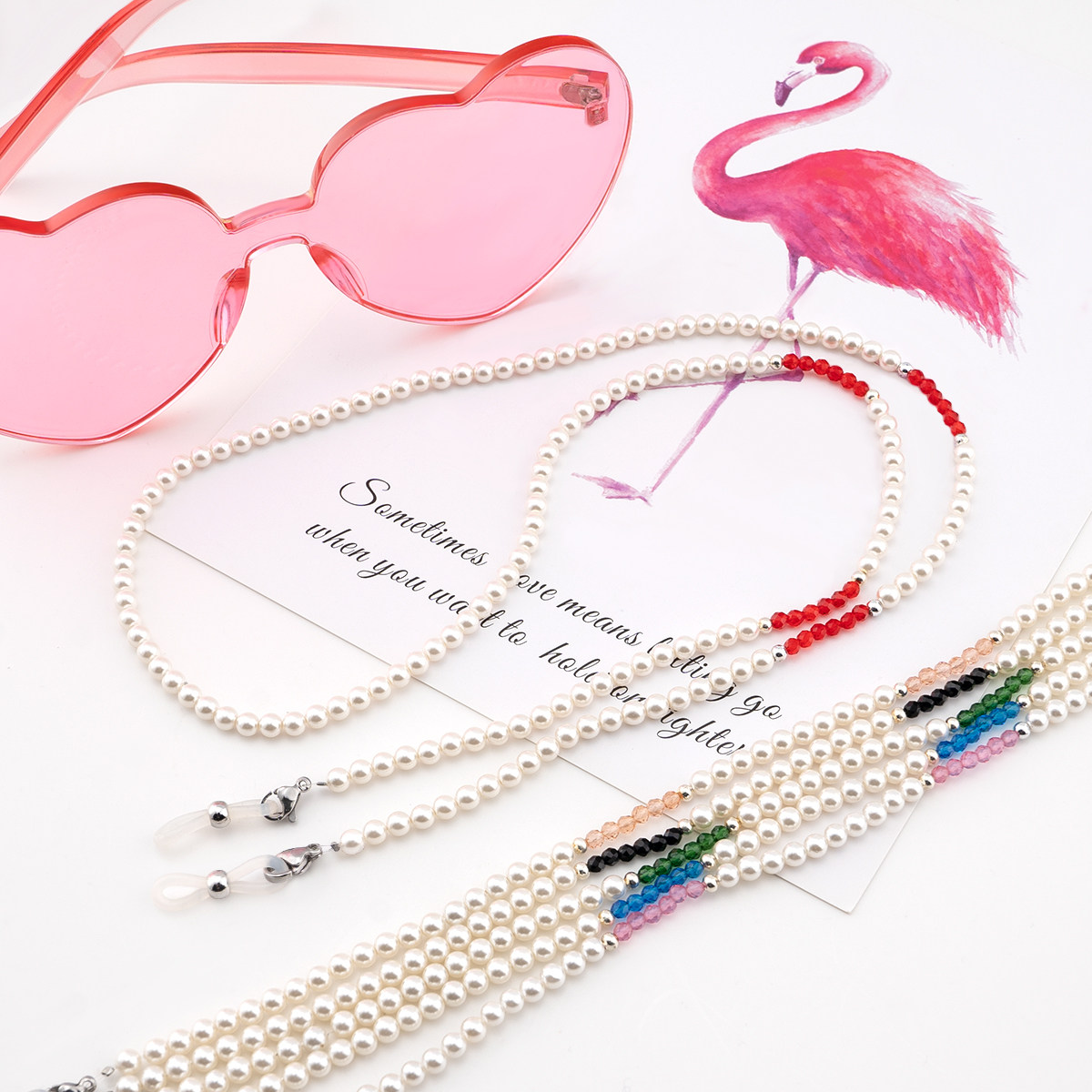 挂脖墨镜复古装饰眼镜链贝壳珍珠防丢时尚新款眼镜绳女防掉男链条