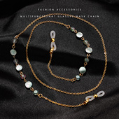 眼镜链 饰口罩 复古墨镜链子贝壳珠金属吊挂坠近视眼镜钛钢链子装