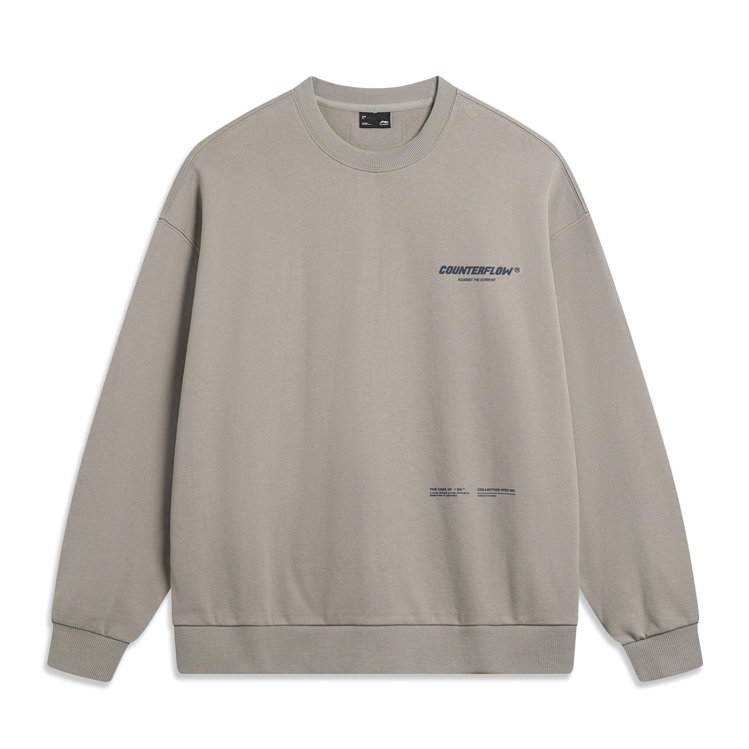 李宁2024新款CF溯男女同款简约印花圆领宽松套头卫衣AWDUF97