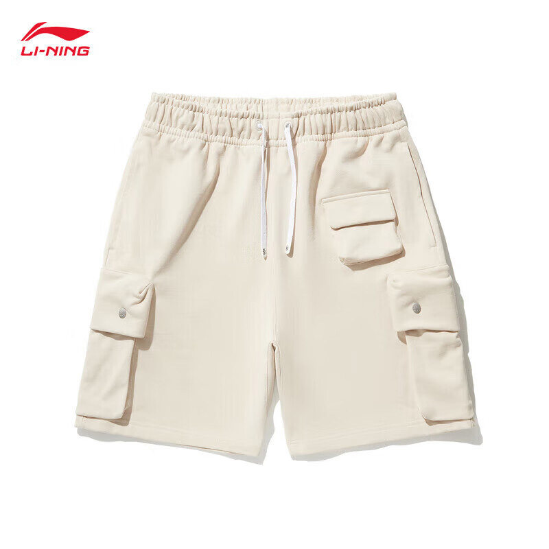 李宁2024夏季新款男子滑板系列宽松舒适透气纯棉运动短裤AKSU155