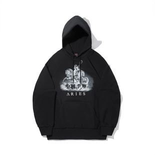 中国李宁Aries联名系列男女同款加绒保暖宽松套头连帽卫衣AWDVH51