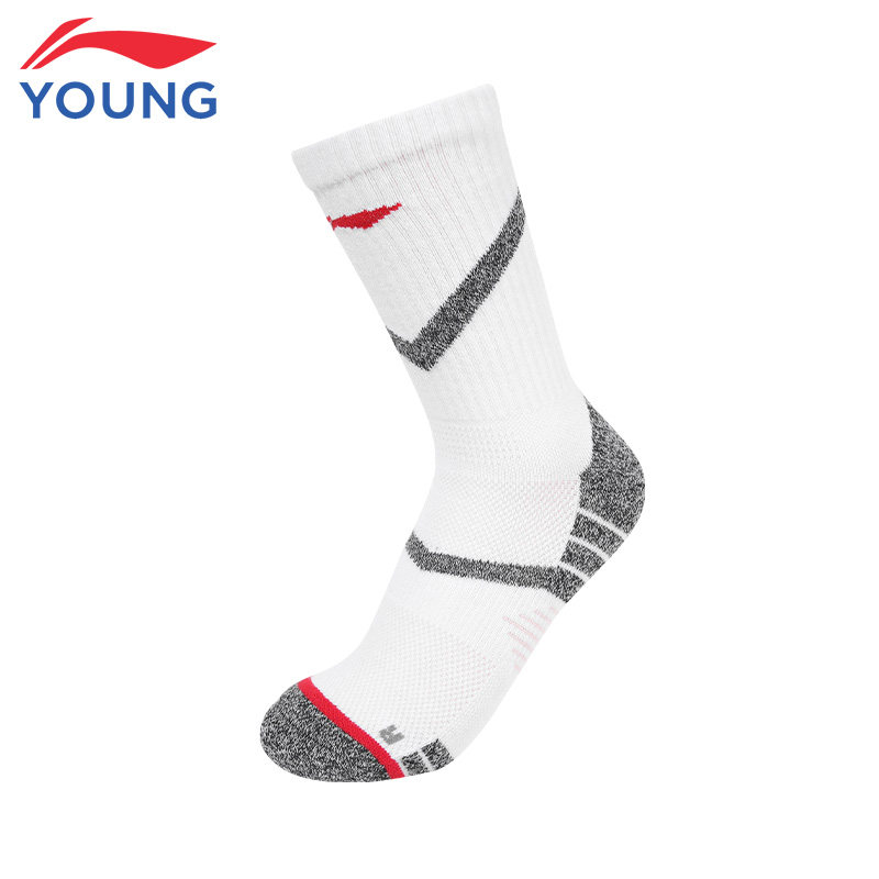 李宁儿童袜子男童春季学生比赛大童舒适透气中长运动袜YWLU035
