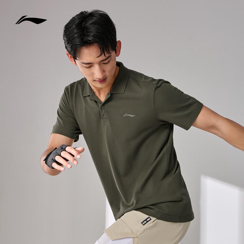 李宁短袖POLO衫男士健身系列翻领2024春季上衣针织运动服APLU253