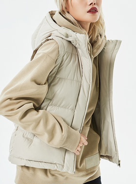 李宁冬季款羽绒马甲女连帽保暖羽绒服背心AMRP006/030 AMRQ004ZZ