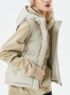 李宁冬季款羽绒马甲女连帽保暖羽绒服背心AMRP006/030 AMRQ004ZZ