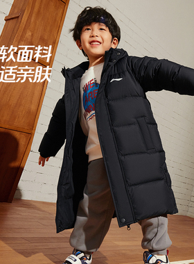 /李宁冬季儿童休闲运动个性简约保暖连帽羽绒服YYMT169