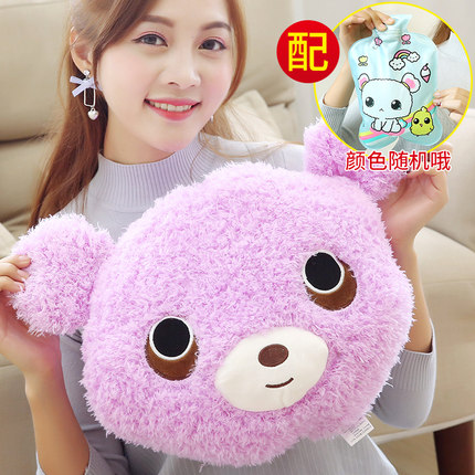 卡通灌水热水袋电暖宝暖手宝暖宫暖腰宝双插手毛绒防爆注水暖水袋