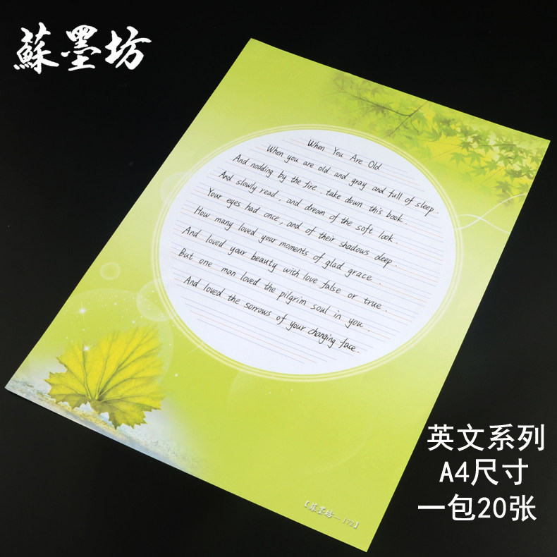 苏墨坊a4硬笔英语书法纸圆体英文用纸花体练习书写纸拼音作品纸钢笔