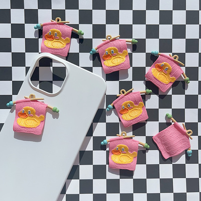 仿真粉色小鸭子织毛衣线配件diy奶油胶手机壳材料微缩过家家玩具