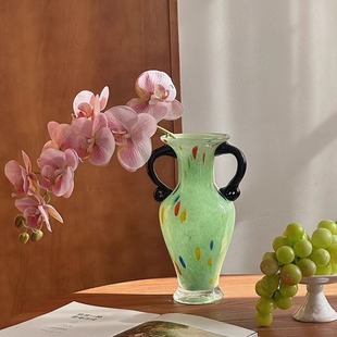 法式花瓶中古风玻璃轻奢高级感宋代美学装饰摆件客厅水养插花器