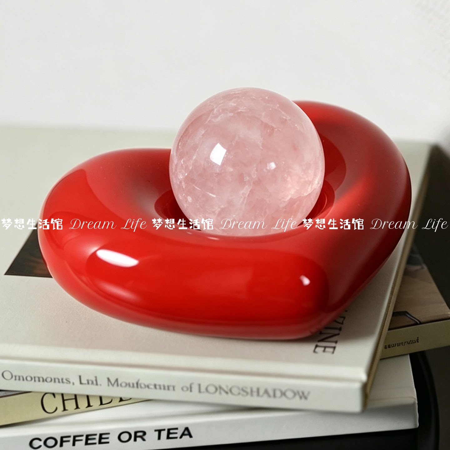 心形水晶球底座高颜值摆盘玄关客厅卧室装饰摆件创意造景盘底托图片