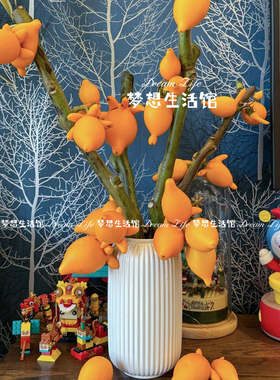 五代果专用花瓶白色北欧干花同堂黄金果水养鲜花客厅插花器陶瓷