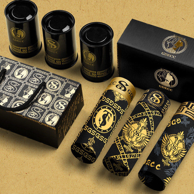 黑金礼盒装奢华男士内裤抑菌底裆个性潮流四角短裤头大码宽松裤衩