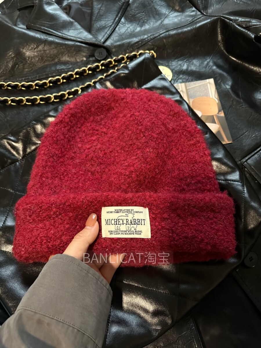 BanliCat 含羊毛显白红色针织毛线帽子女秋冬韩系百搭显脸小冷帽,服饰配件/皮带/帽子/围巾,帽子,淘宝优惠券,粉丝福利购,淘宝优惠卷