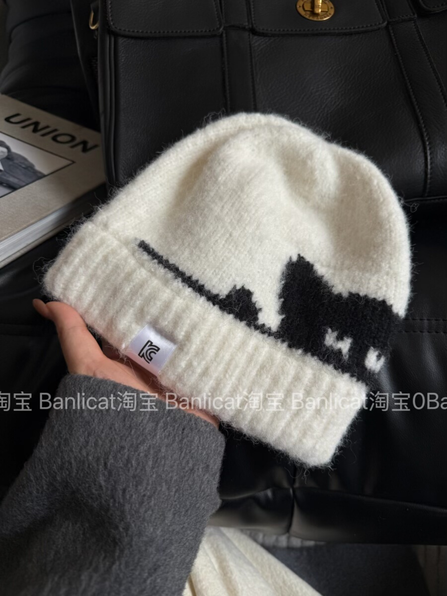 BanliCat 韩系氛围感小猫针织毛线帽女显脸小秋冬保暖护耳冷帽男