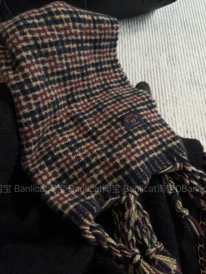 不费力高级感 黑酱紫复古格子围巾男女秋冬保暖加大流苏披肩围脖