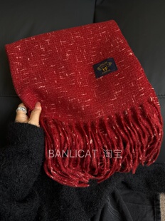 保暖百搭流苏大披肩围脖韩版 BanliCat 高级感显白红色围巾女冬季