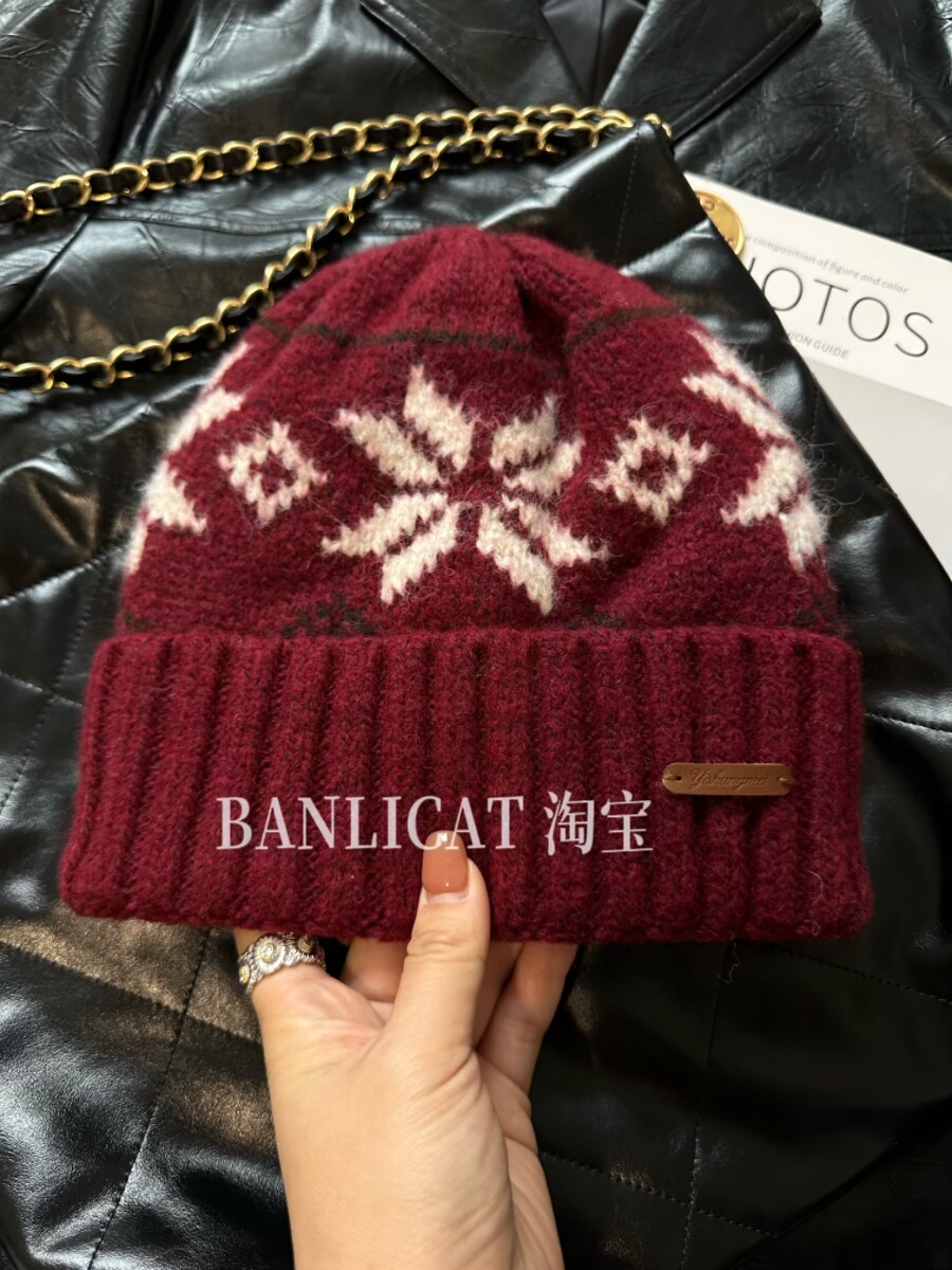 BanliCat费尔岛加厚含羊毛针织帽子女秋冬韩显脸小冷帽保暖毛线帽