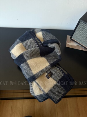 BanliCat 韩版气质软糯显白格子双面围巾男女冬季保暖围脖披肩礼