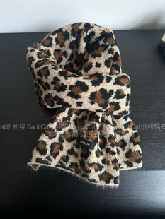 豹纹围巾女美拉德棕围脖韩版 保暖新 软糯披肩 2024秋冬季 BanliCat