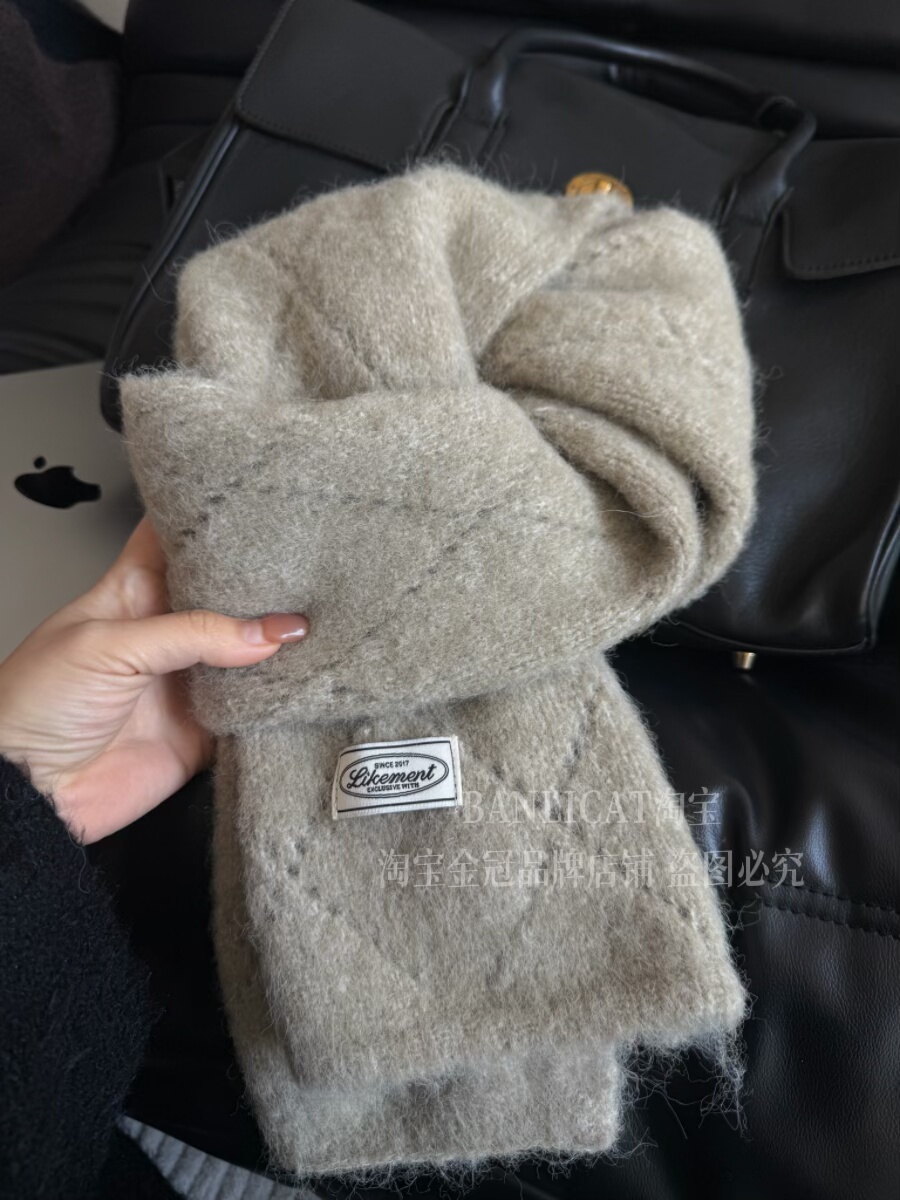 Banlicat 25秋冬新品显白浅驼色羊毛混纺围巾男女韩保暖围脖披肩