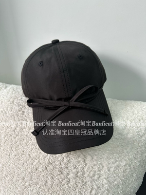 Banlicat 店主自留 氛围感出片韩国黑色蝴蝶结棒球帽子女轻薄透气