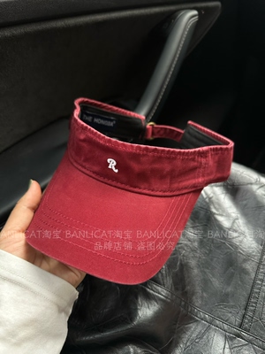 BanliCat 春夏新复古显白水洗字母R刺绣棒球帽男女韩版遮阳空顶帽