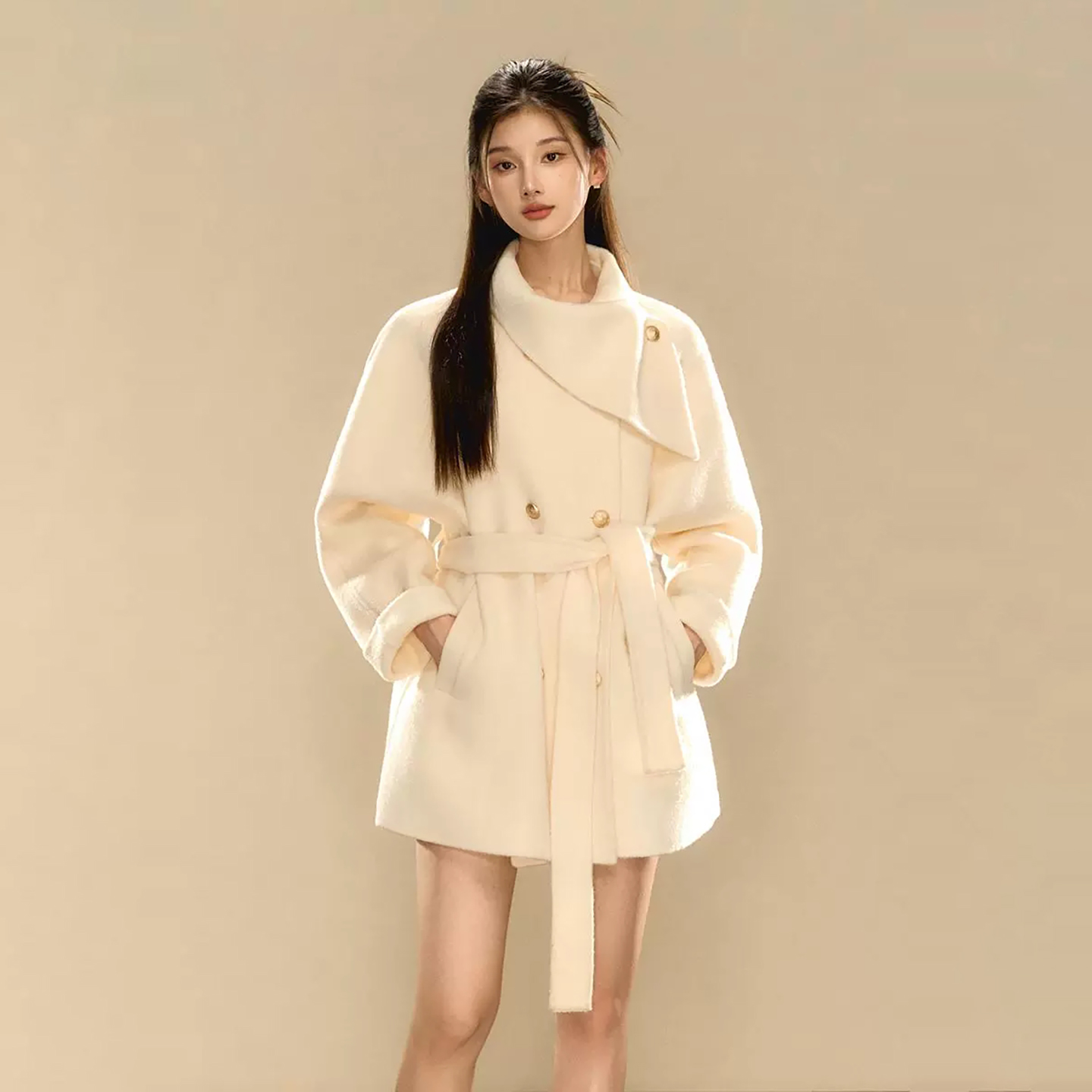 逸墨纸样女装双面羊绒外套休闲大衣样板服装裁剪图纸衣服样子版型