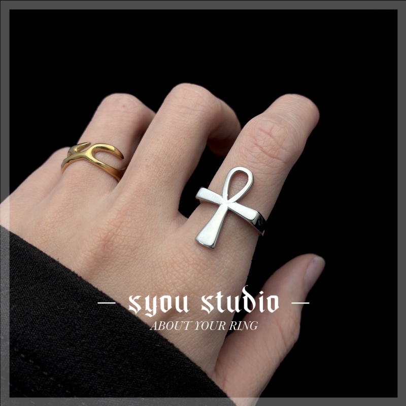 Syou中性不锈钢复古戒指