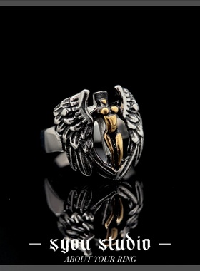 Syou天使之翼钛钢哥特大码戒指