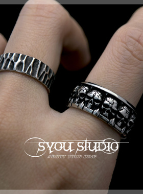 Syou男女通用钛钢复古做旧戒指