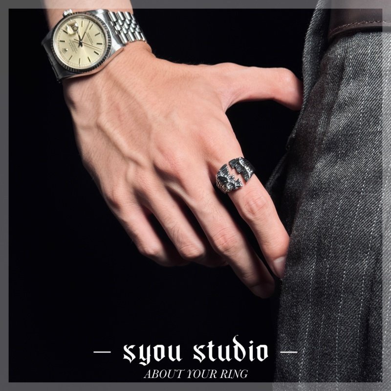 Syou男女通用不锈钢小众复古戒指