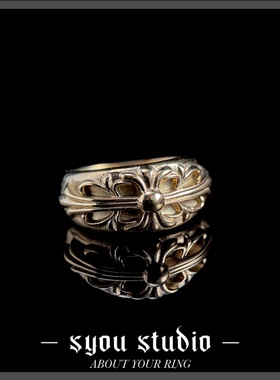 Syou金色鸢尾花戒指女哥特风