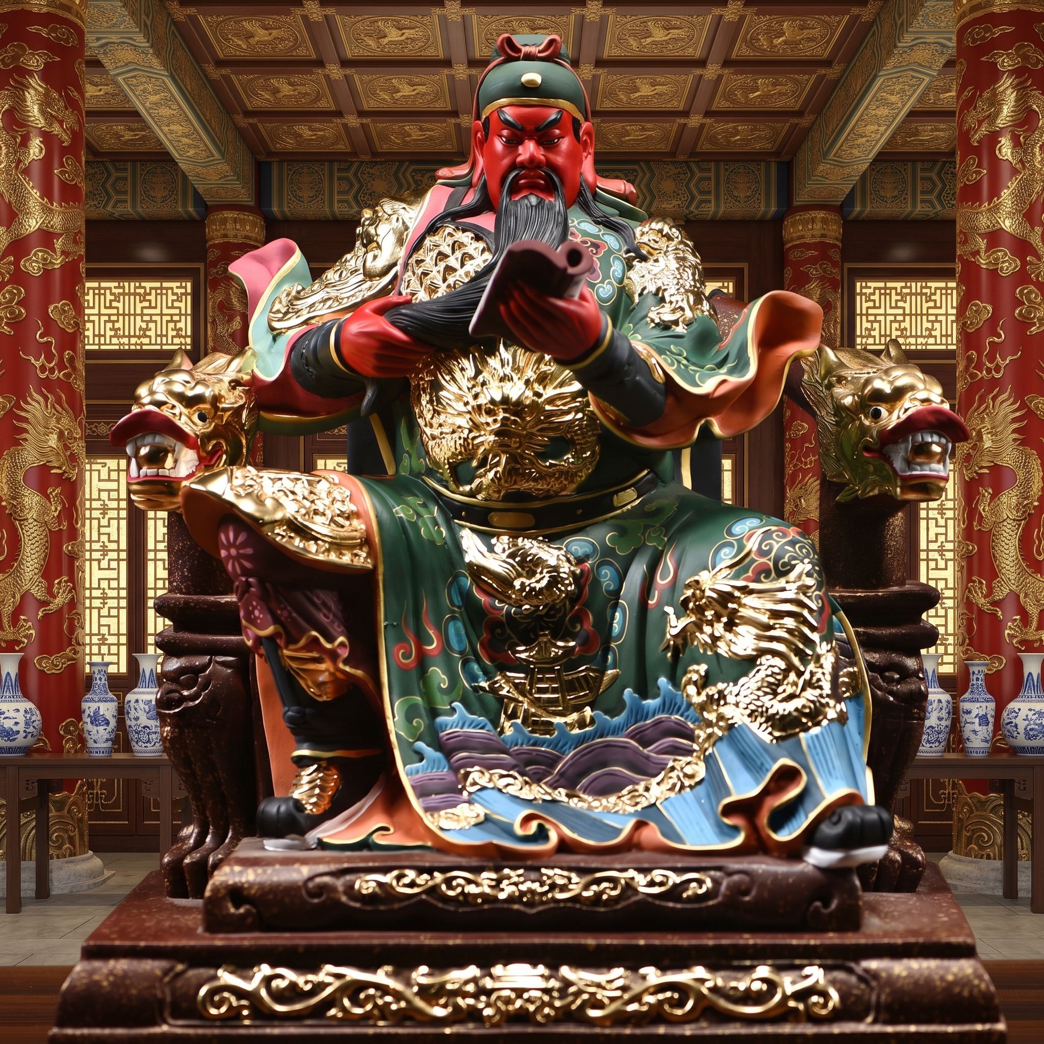 关圣帝君伽蓝韦陀菩萨护法关公木雕神像摆件实木大料手工雕刻玄关