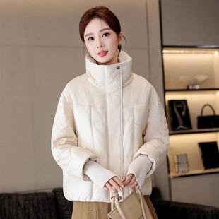 2024冬季年轻款白鹅绒面包服真皮羽绒服女短款小个子宽松大码外套