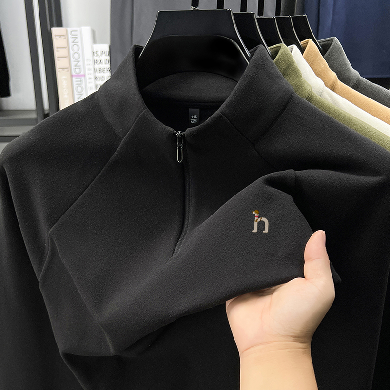 【奥特莱斯撤柜】男士德绒打底衫半高领拉链保暖长袖T恤秋冬上衣