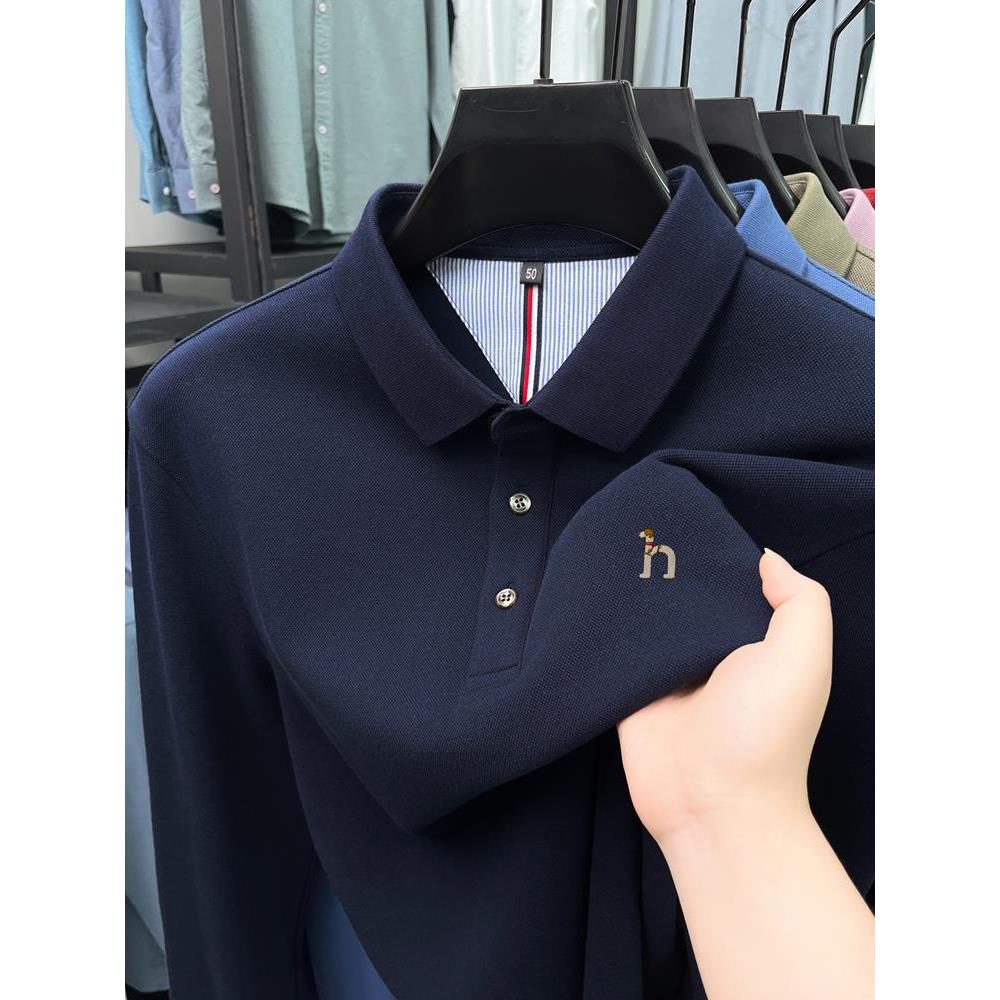 【奥特莱斯撤柜】长袖T恤男士全棉春秋季新款商务休闲翻领POLO衫