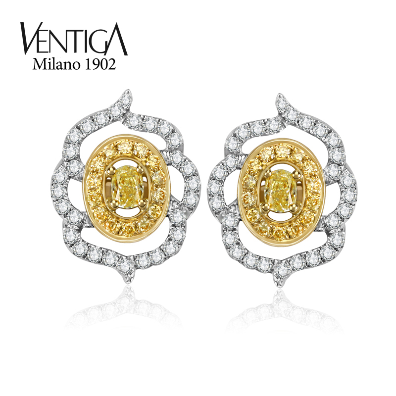 VENTIGA/梵蒂加18K彩金VS2净度椭圆形FY中彩黄钻耳钉 钻石耳饰女|ruв категории ювелирные изделия/алмаз/жадеит/золото, ювелирных алмазов (новая), серьга - от Buy2taobao.com для оказания профессиональной услуги покупки агента Taobao