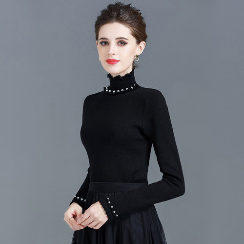 高领毛衣加绒加厚针织上衣打底衫