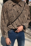秋季帅气垂感豹纹长袖衬衫男韩版宽松碎花衬衣潮打底衫C60，男装衬衫，四季星座713