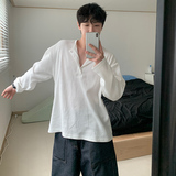 春季慵懒宽松条纹长袖T恤男韩版宽松针织衫潮防晒打底衫CT186-P45，男装T恤，四季星座713