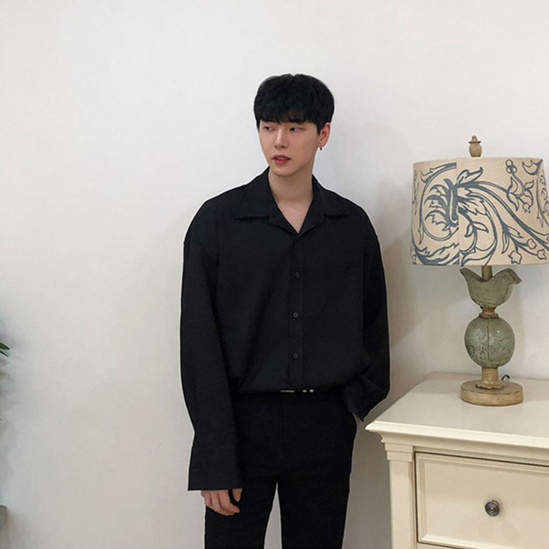 秋季帅气潮双领长袖衬衫男韩版宽松休闲衬衣打底衫FC158-P55,男装衬衫,四季星座713